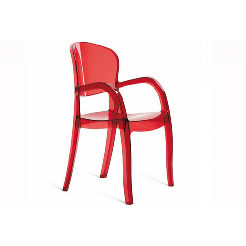 3S. x Home - Chaise Design Rouge Transparente VICTOR - Chaise