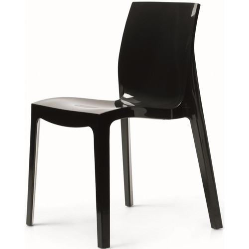 3S. x Home - Chaise Design Anthracite Laquée LADY - Promos chaises, tabourets, bancs