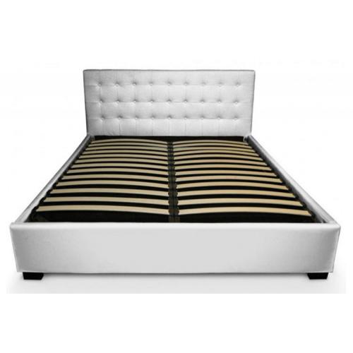 3S. x Home - Lit coffre avec tête de lit capitonnée argent 160x200 cm - Sélection meuble & déco Intemporel