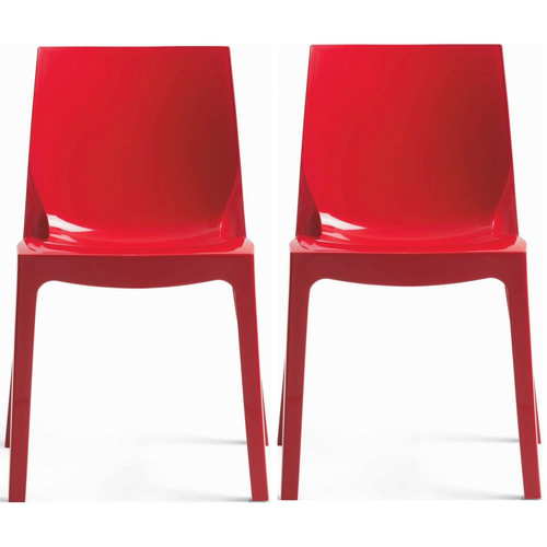 3S. x Home - Lot de 2 Chaises Rouges Laquées LADY - Sélection meuble & déco Intemporel