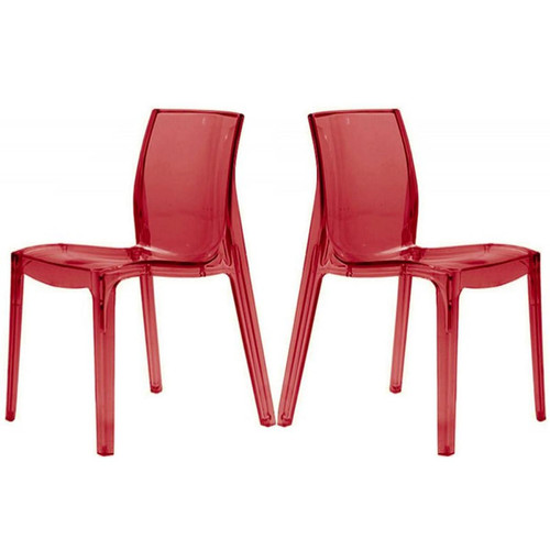 3S. x Home - Lot de 2 Chaises Rouges Transparentes LADY - Sélection meuble & déco Intemporel