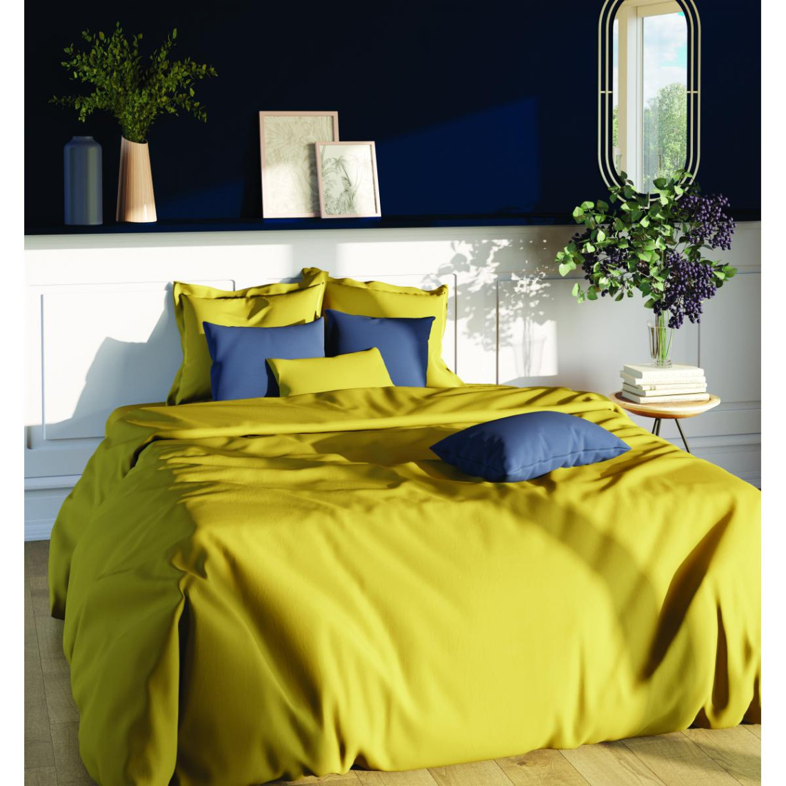 Moutarde Parure de lit Taie d'oreiller Double & King Size Bed Literie Entretien Facile
