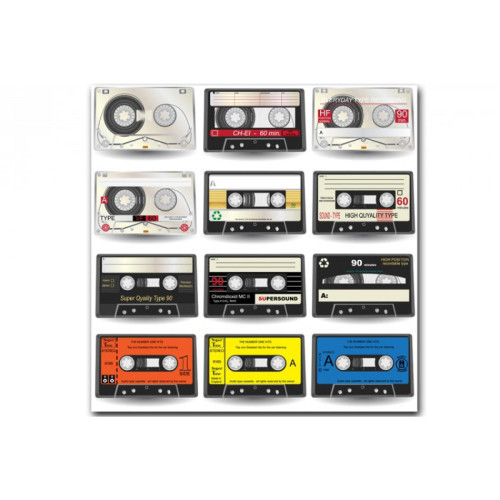 3S. x Home - Tableau Disco Music Cassette Retro 50X50 cm - Sélection cadeau de Noël La déco
