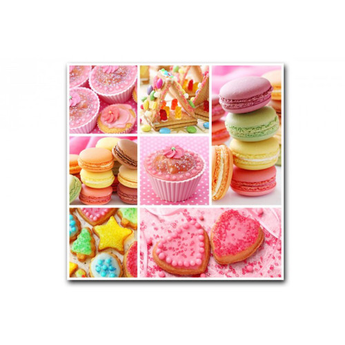 3S. x Home - Tableau Gourmand Multicolore Cupcakes 50X50 cm - Tableau Et Toile Design