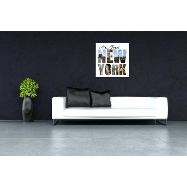 Tableau New York Lettres Panorama 60X60 cm 3S. x Home