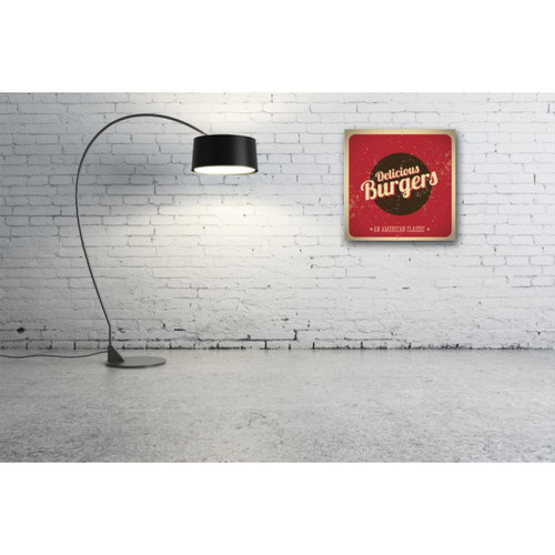 Tableau Vintage Plaque Burger Rouge 50X50 cm 3S. x Home