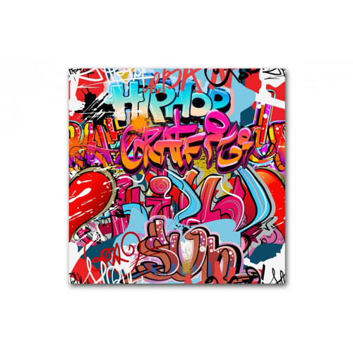 3S. x Home - Tableau Graffiti Multicolore 80X80 cm - Tableau, toile