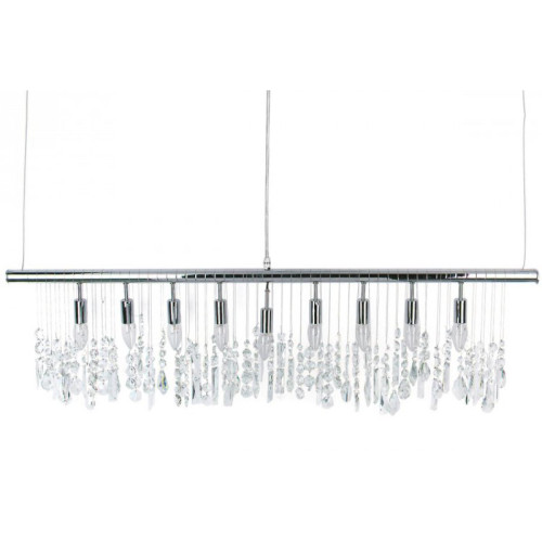 Kare Design - Suspension horizontale 9 lampes en argent et cristaux Olivia - Suspension