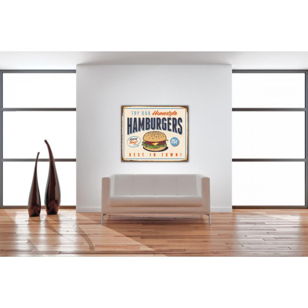Tableau Industrie Plaque Hamburger L.80 x H.55 cm 3S. x Home