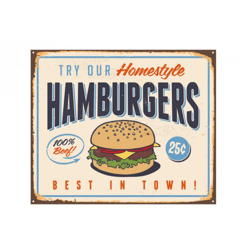 3S. x Home - Tableau Industrie Plaque Hamburger L.80 x H.55 cm - Sélection Mode Fête Des Pères Meuble Et Déco Design