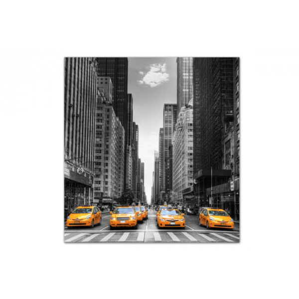 Tableau Villes Taxi Dans New York 50X50 cm  ABLA Jaune 3S. x Home Meuble & Déco