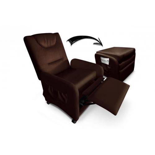 3S. x Home - Fauteuil relax marron avec repose pieds en simili - Sélection meuble & déco Intemporel