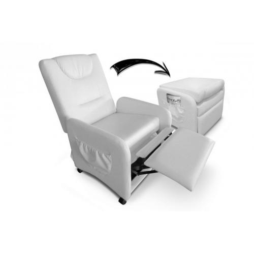 3S. x Home - Fauteuil relax blanc avec repose pieds en simili - Sélection meuble & déco Intemporel