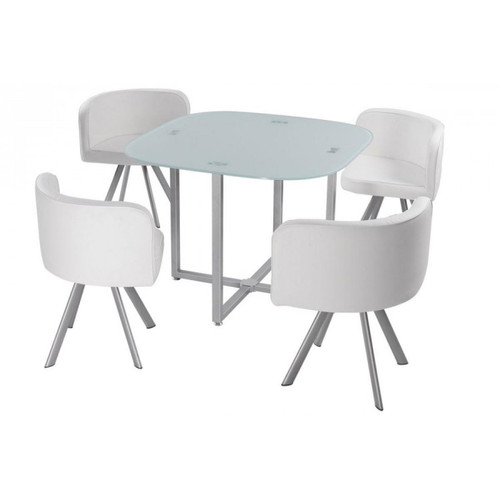 Table Repas  avec 4 Chaises Blanche ELVIS 3S. x Home