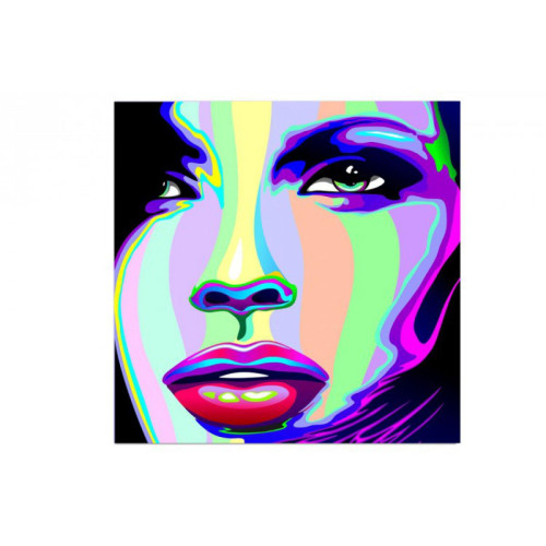 Tableau Pop Visage de Femme Coloré 60X60 cm