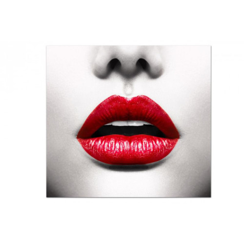 3S. x Home - Tableau Pop Visage de Femme avec Bouche Rouge 50X50 cm - Tableau Et Toile Design