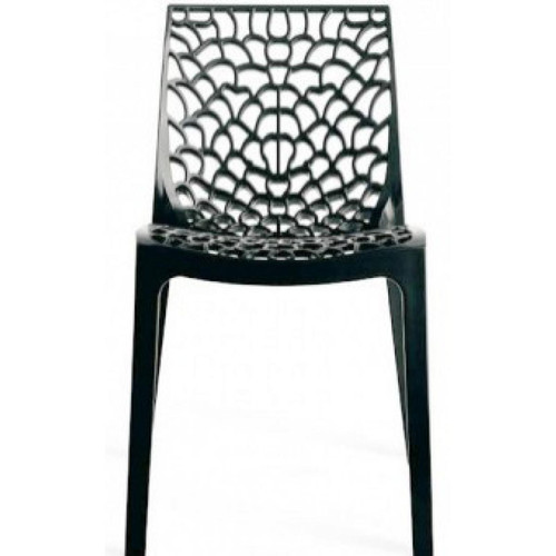 3S. x Home - Chaise Design Anthracite DENTELLE - Soldes chaises, tabourets, bancs