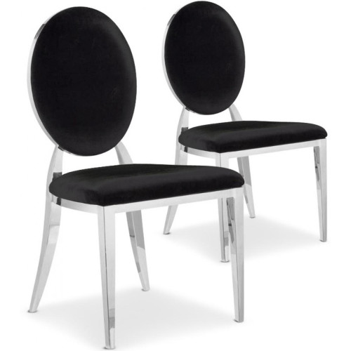 3S. x Home - Lot de 2 chaises velours Ariane Noir - Chaise