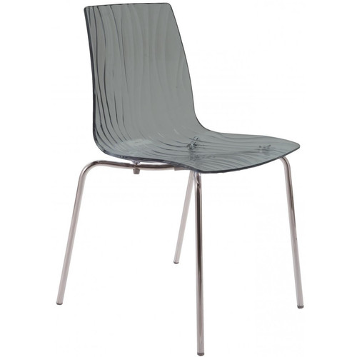 3S. x Home - Chaise Design Transparente Grise OLYMPIE - Soldes chaises, tabourets, bancs