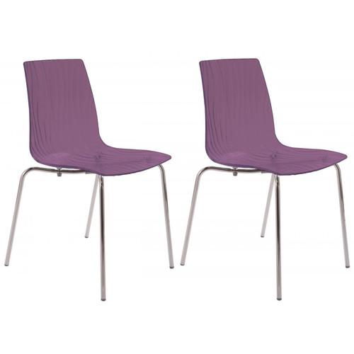 3S. x Home - Lot de 2 Chaises Design Transparentes Violettes OLYMPIE - Chaise