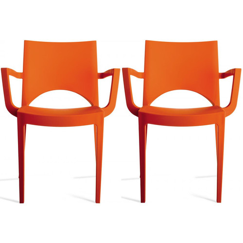 3S. x Home - Lot de 2 Chaises Design Oranges PALERMO - Promo Meuble & Déco