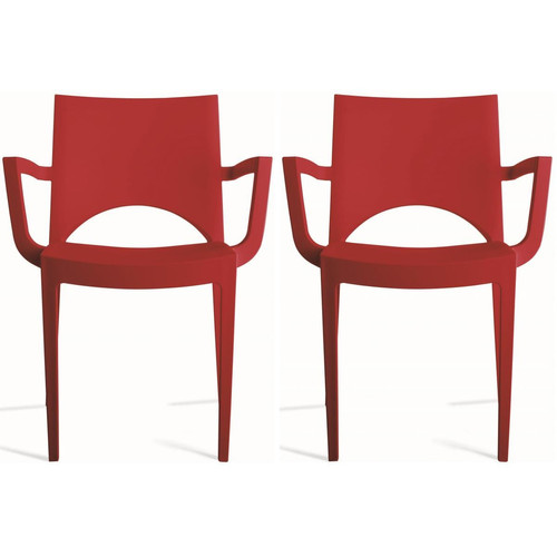 3S. x Home - Lot de 2 Chaises Design Rouges PALERMO - Chaise