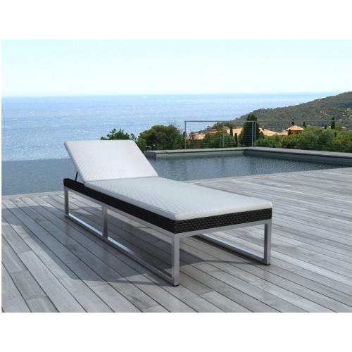 3S. x Home - Transat design noir et blanc avec pieds en alu SUMO - Chaise de jardin