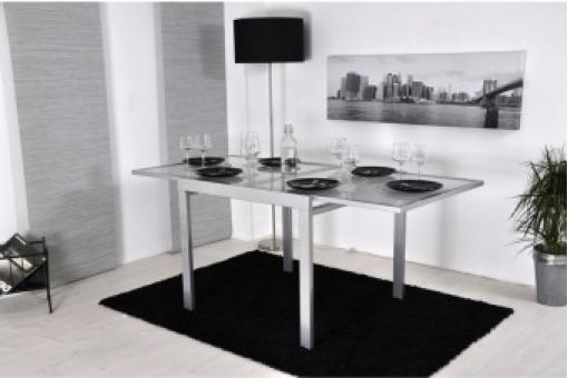3S. x Home - Table repas argent plateaux coulissants 90/180 cm LEA - Table Design