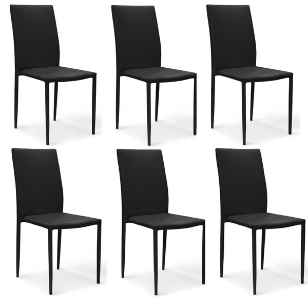 Lot de 6 chaises noires en simili Praia Noir 3S. x Home Meuble & Déco