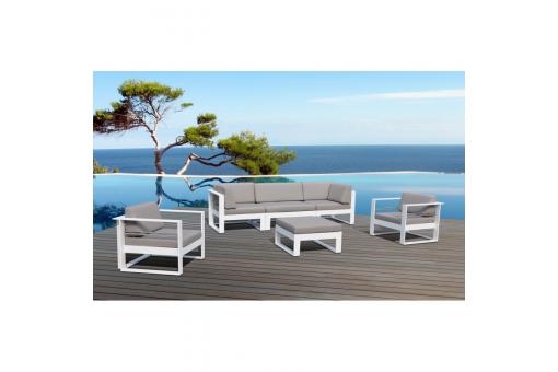 3S. x Home - Salon de jardin taupe en aluminium Aïcha - Mobilier Deco