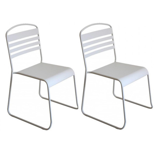 3S. x Home - Lot de 2 Chaises blanches en métal Bianca - Chaise de jardin