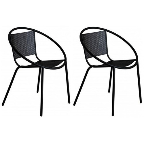 3S. x Home - Lot de 2 Chaises noires en métal Brunella - Chaise