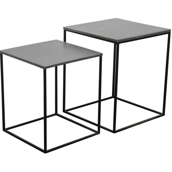 Set De 2 Tables de Chevet Miles Zinc Argent 3S. x Home Meuble & Déco