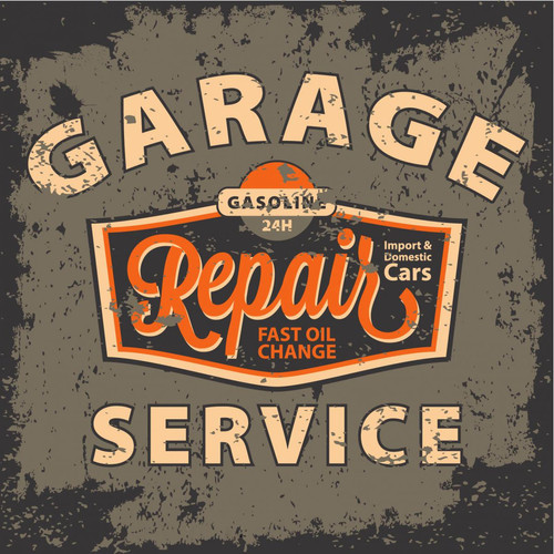 3S. x Home - Tableau Vintage Garage Repair Service 50X50 - La Déco Design