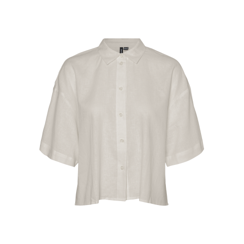 Chemise fermeture par bouton col chemise manches larges manches 2/4 gris en lin Rhea Vero Moda Mode femme