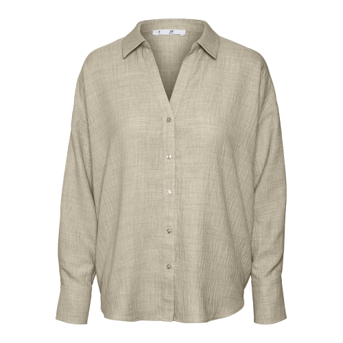 Vero Moda - Chemise fermeture par bouton poignets boutonnés col chemise épaules tombantes manches longues gris - Blouse, Chemise femme