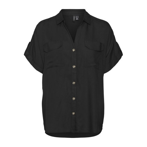 Chemise manches courtes col chemise manches courtes noir en viscose Ida Vero Moda Mode femme