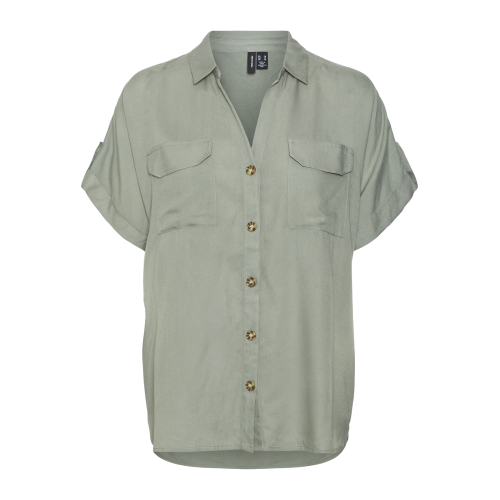 Vero Moda - Chemise manches courtes col chemise manches courtes vert - Nouveaute vetements femme vert
