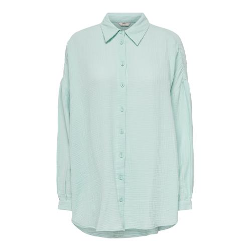 Only - Chemise regular fit col chemise manches longues turquoise - Vetements femme