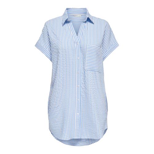Chemise relaxed fit col chemise manches courtes blanc en viscose Gwen Only Mode femme
