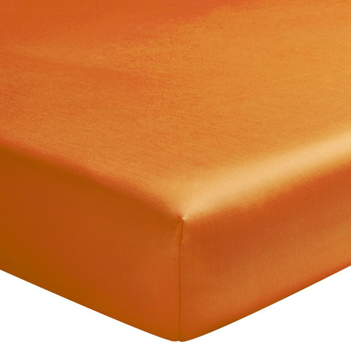 Essix - Drap-housse uni 1 ou 2 personnes satin de coton ESSIX Triumph line - Orange - Draps housse 90 x 200 cm