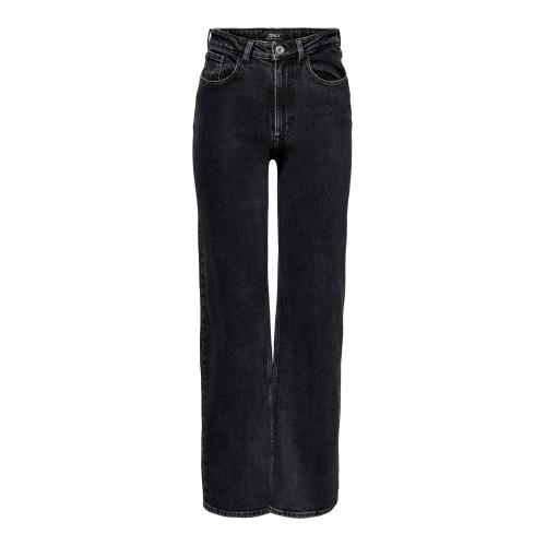 Only - Jean à jambe large braguette à boutons taille haute noir - Nouveautés jeans femme