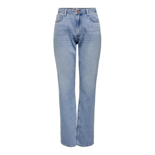 Only - Jean coupe droite taille moyenne bleu clair - Jean femme