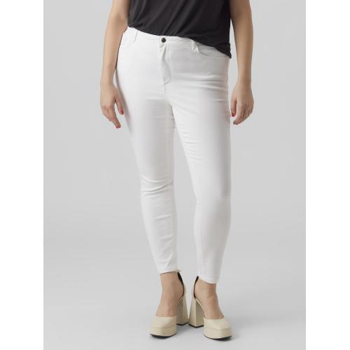 Vero Moda - Jean fermeture à bouton et fermeture éclair cachée taille haute blanc - Nouveautés jeans femme