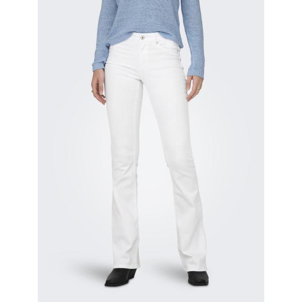 Jean flared taille moyenne blanc en coton Bella Only Mode femme