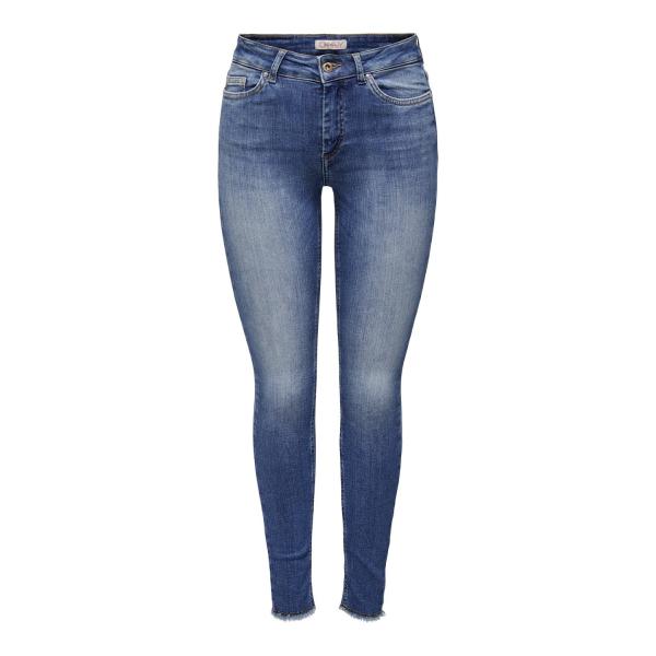 Jean skinny braguette zippée taille moyenne bleu en coton Iris Only Mode femme