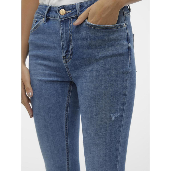Jean skinny taille moyenne bleu moyen en coton Ana Vero Moda