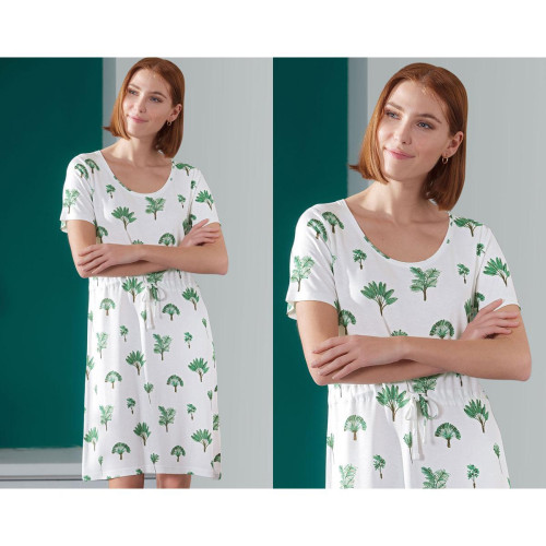Becquet - Liquette motif palmiers - BECQUET HOMEWEAR-vert - Homewear et Lingerie de Nuit