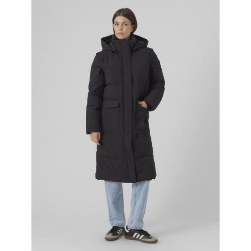 Vero Moda - Manteau capuche avec cordon de serrage noir Eden - Manteaux femme noir