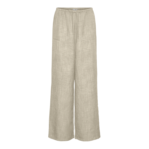 Vero Moda - Pantalon à jambe large fermeture par cordon de serrage taille haute gris - Pantalon  femme
